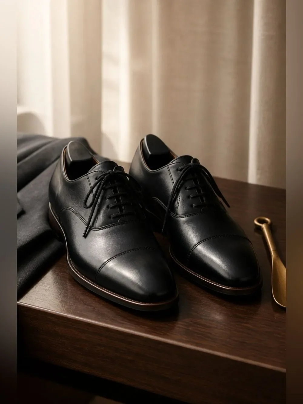 Classic Black Cap-Toe Oxford Dress Shoes for Men